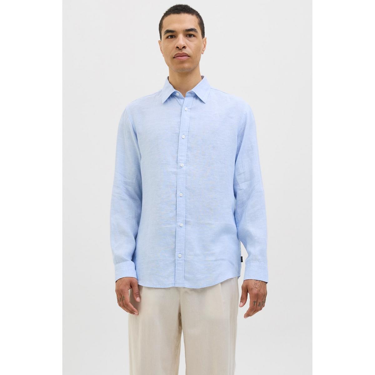 Jack & Jones linen shirt in Light Blue Brunnera