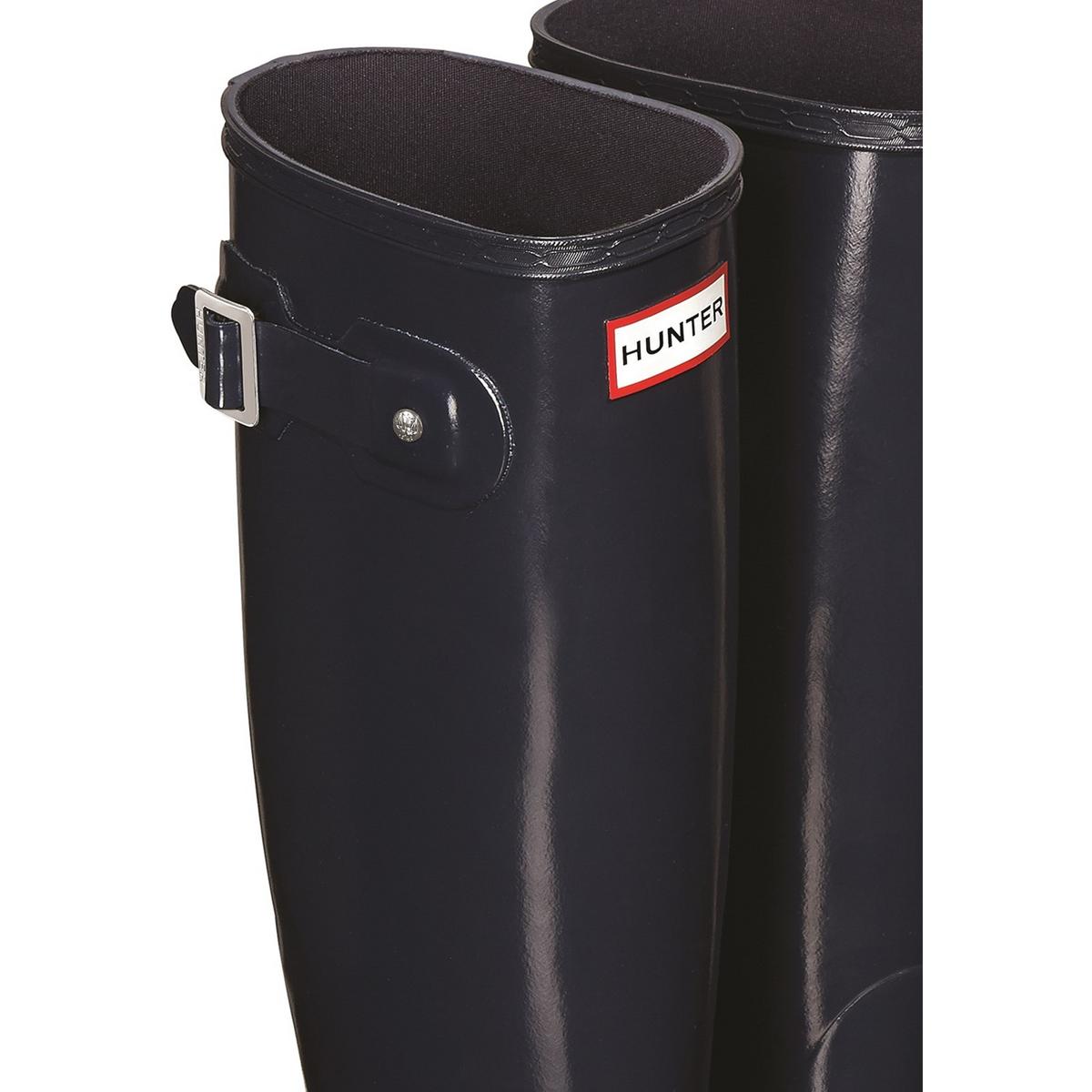 Hunter Original Tall Gloss Wellington Boots Navy Waterproof, Textile lining - Picture 9 of 36