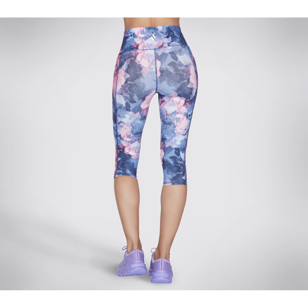 Skechers Performance GO WALK HW Summer Rose Capri Leggings Navy/Hot Pink Doubl - Picture 4 of 9