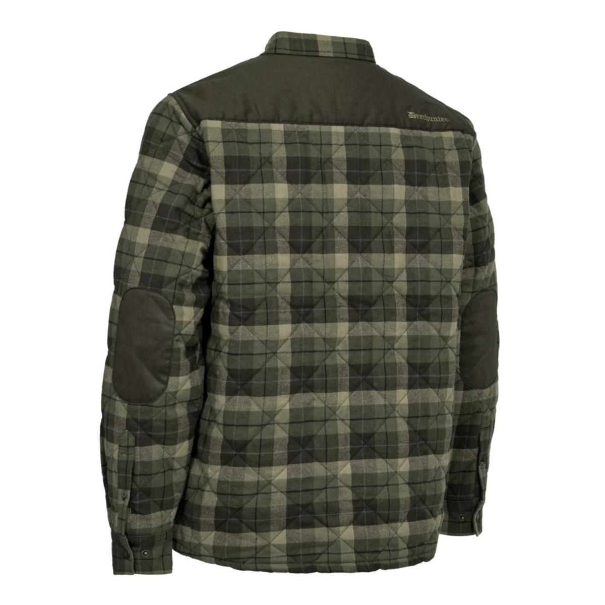 Deerhunter Elbert Padded Shirt Jacket – Quilted Green Check Overshirt with Chest - Picture 4 of 6