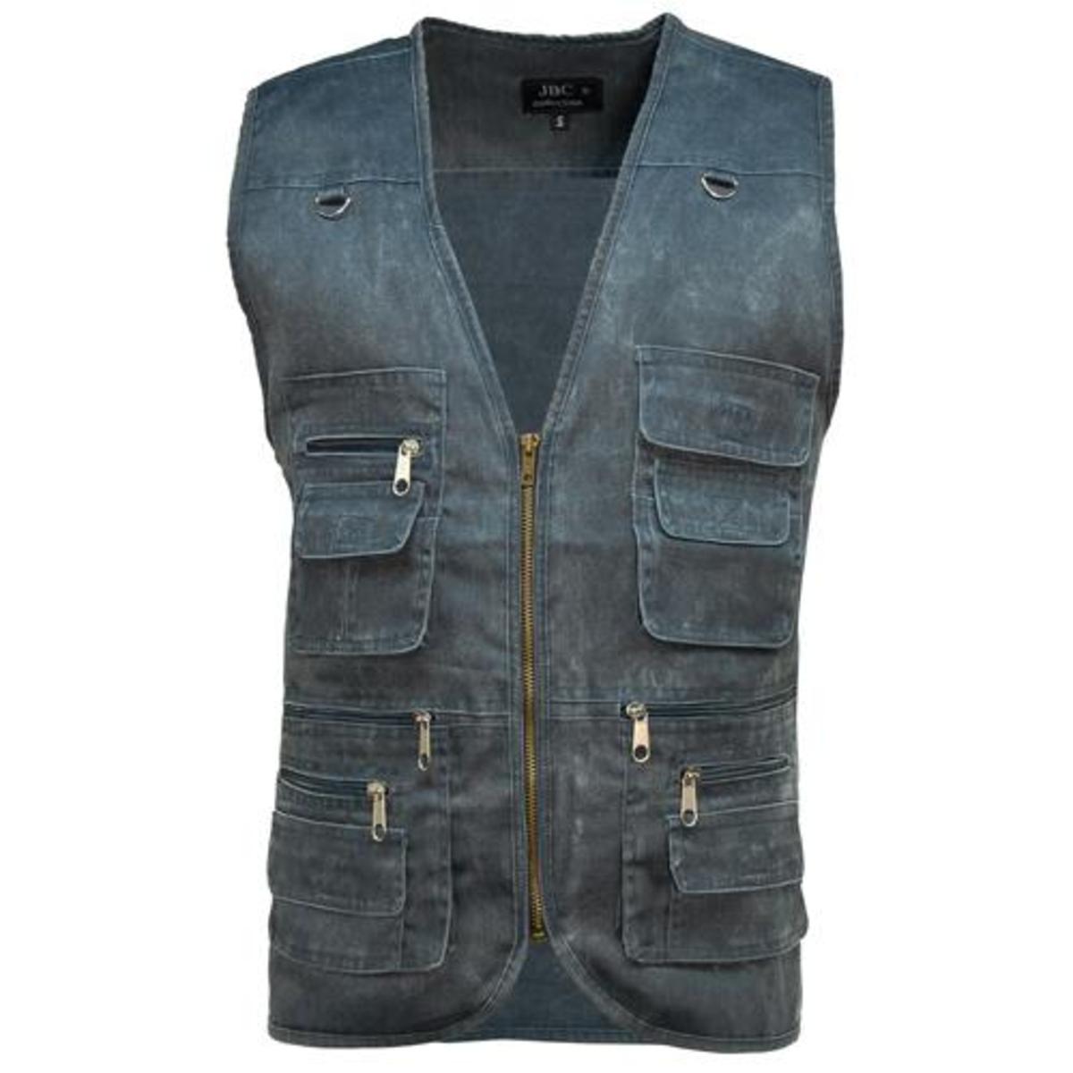 Unbranded Multi Pocket Utility Vest Denim - Picture 2 of 3