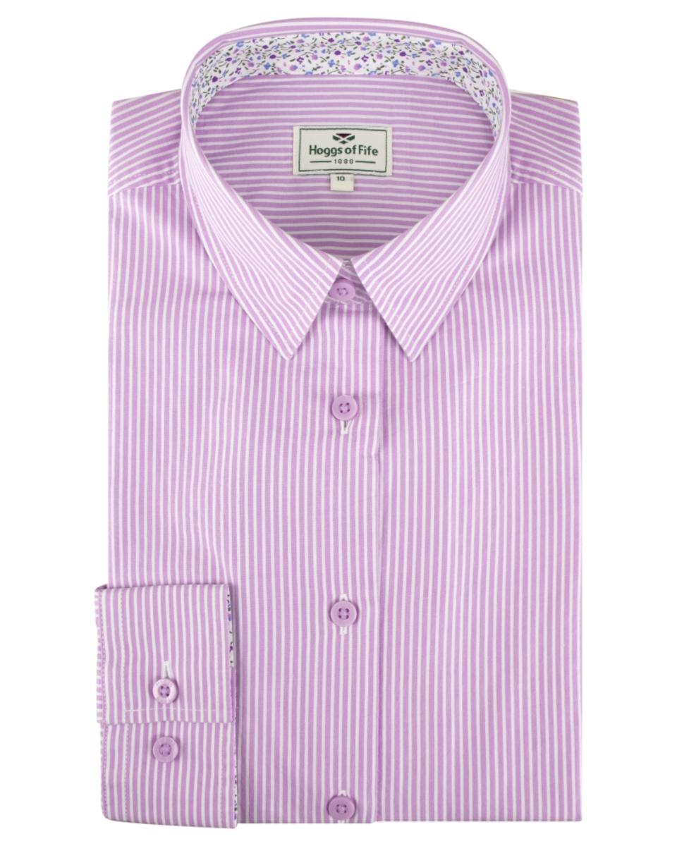 Hoggs of Fife Bonnie Ii Ladies Cotton Shirt - Lavender Stripe