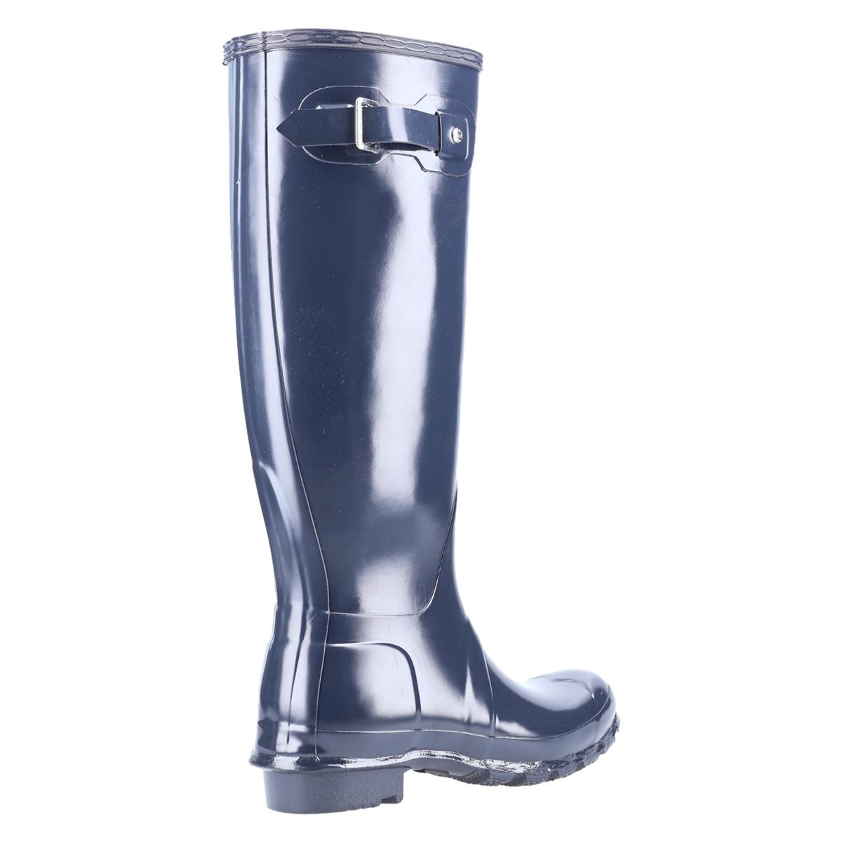 Hunter Original Tall Gloss Wellington Boots Navy Waterproof, Textile lining - Picture 7 of 36