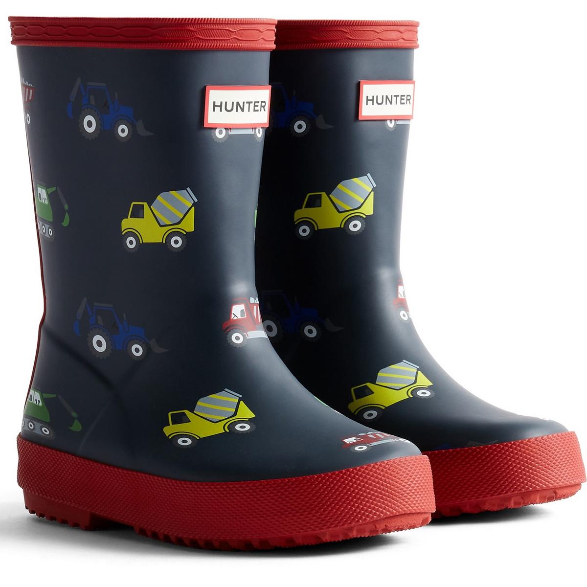 Hunter Kids First Construction Print Boot Hunter Navy/Milita