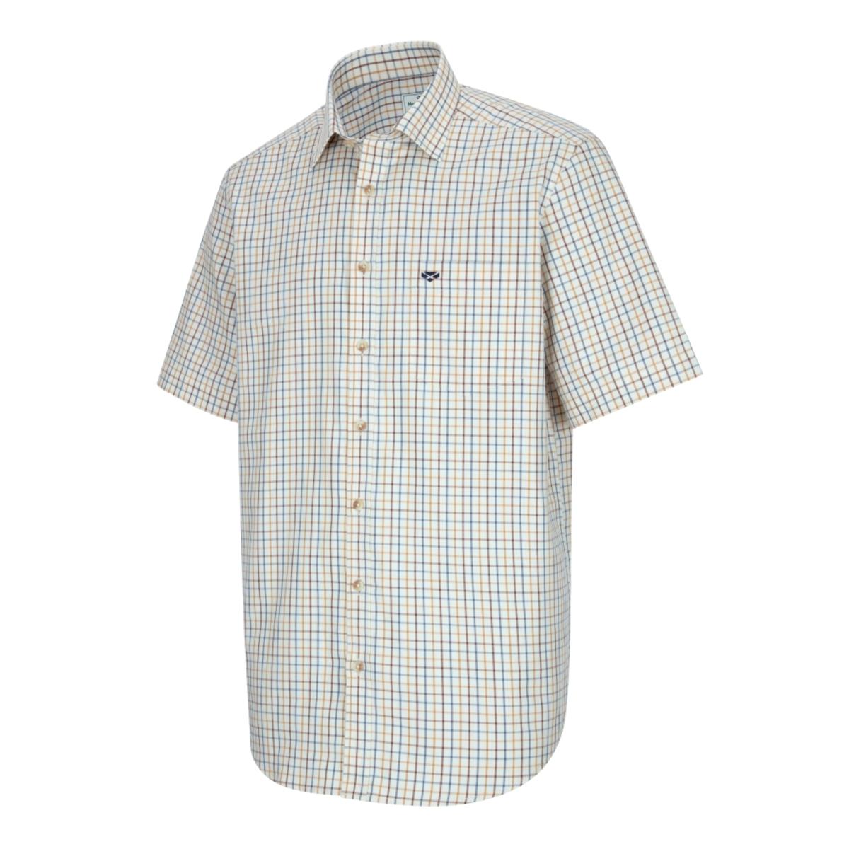 Hoggs of Fife Kessock Short Sleeve Tattersall Shirt Brown/Blue 100% cotton, Cl - Picture 3 of 9