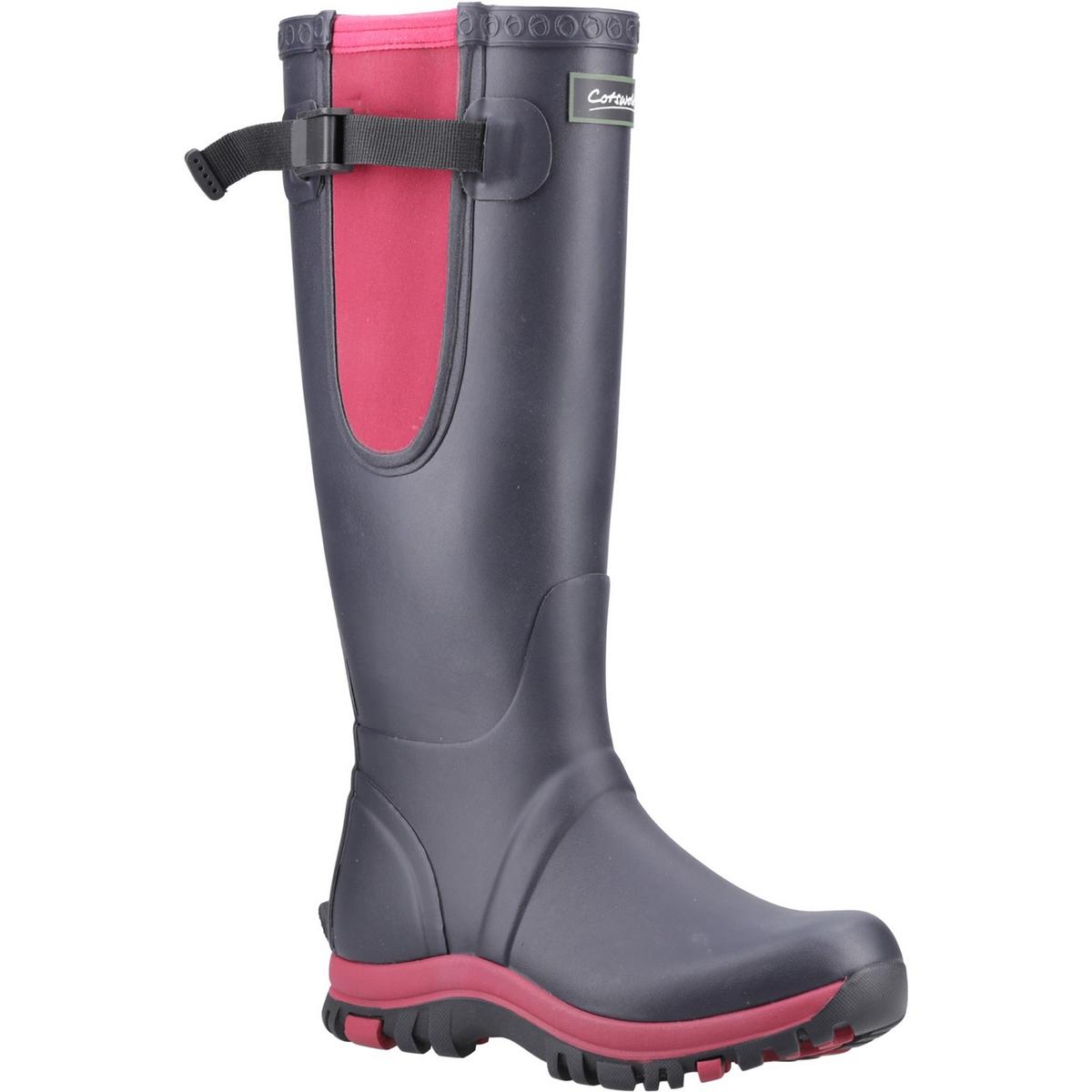 Cotswold Milton Adjustable Wellington Boot Navy/Pink